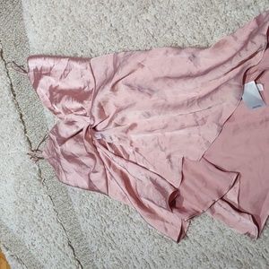 Express Pink Ruched Asymmetrical Camisole